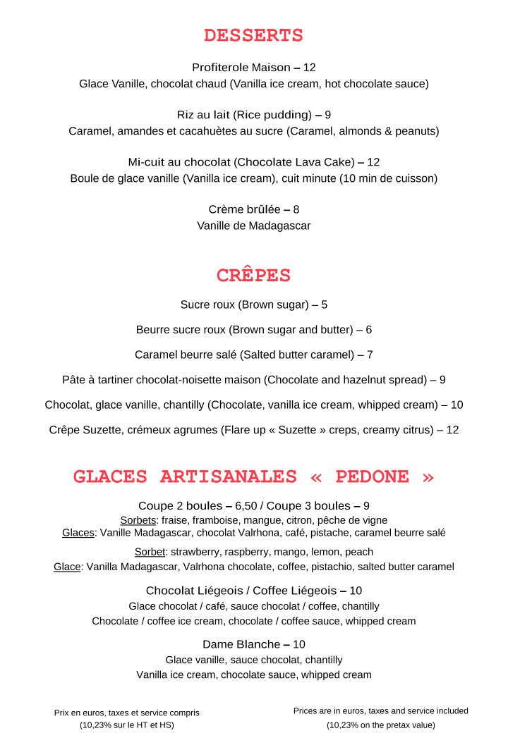 Chez Eugène menu 5