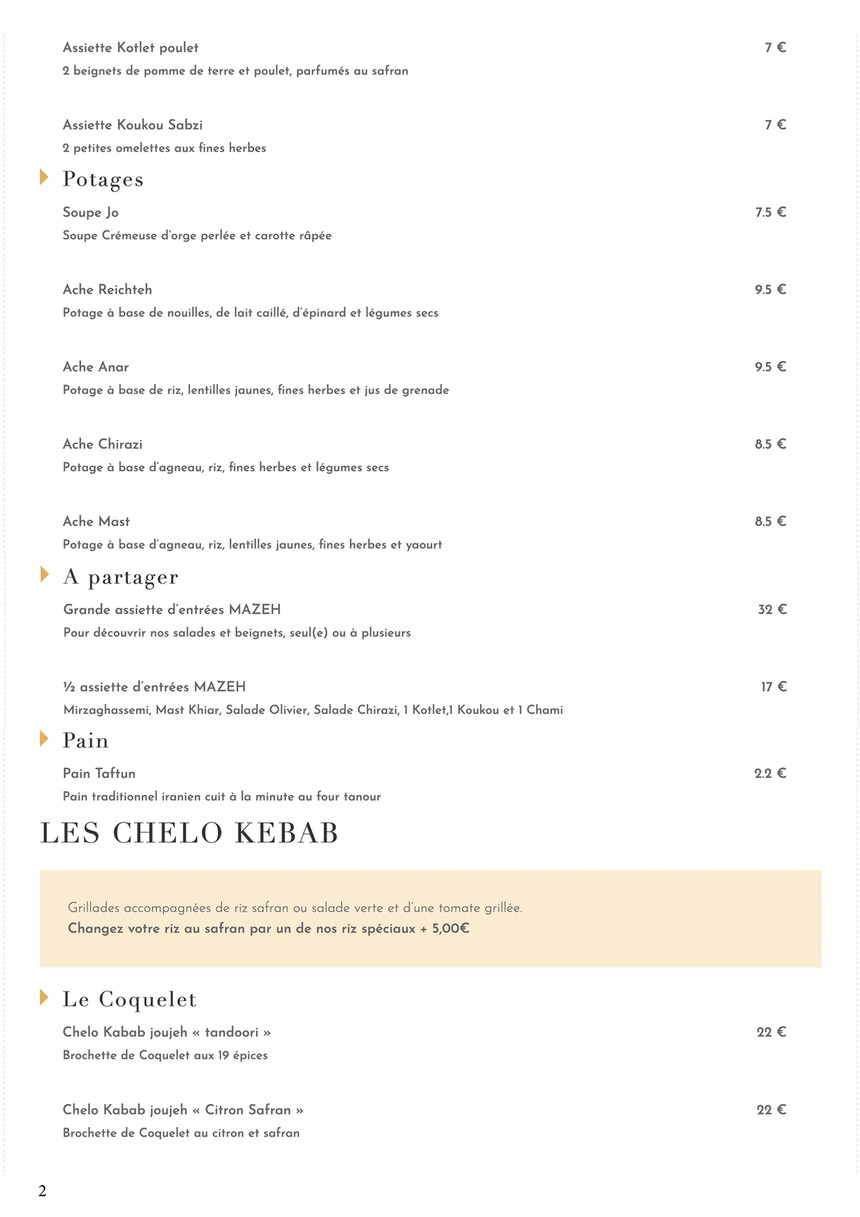 Mazeh menu 2
