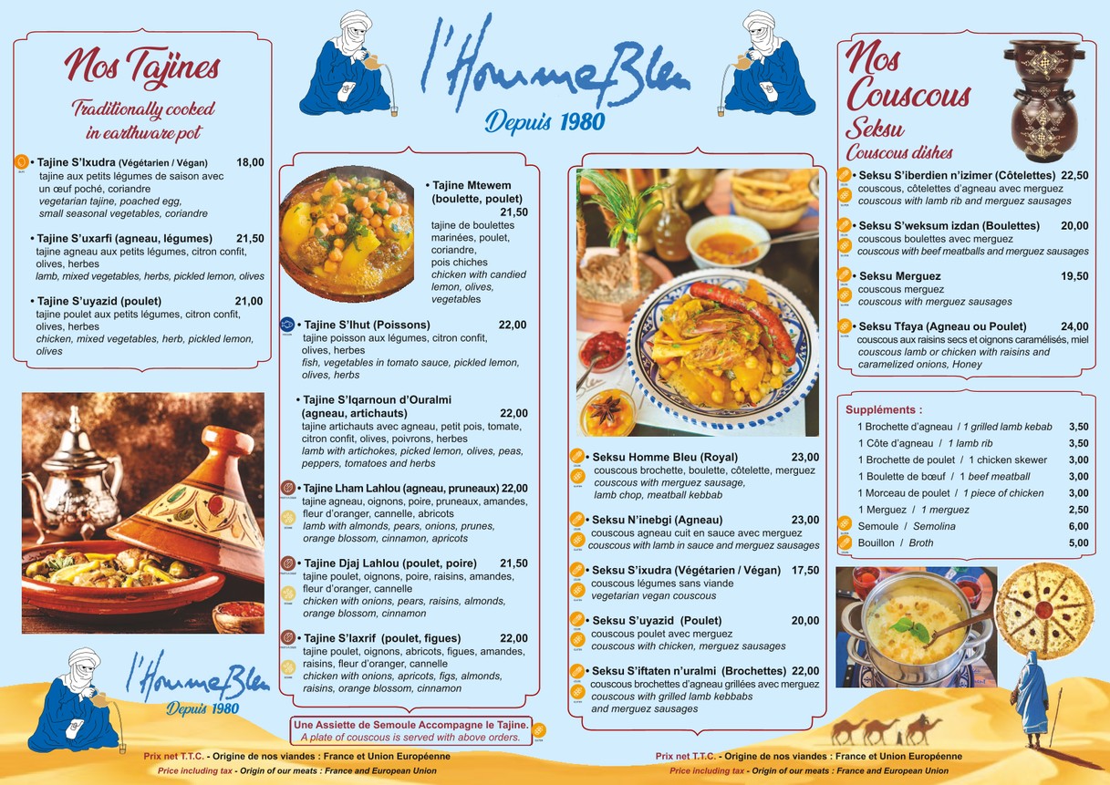 L'Homme Bleu menu 2