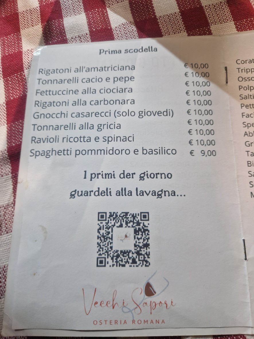 Trattoria Vecchi Sapori menu 2