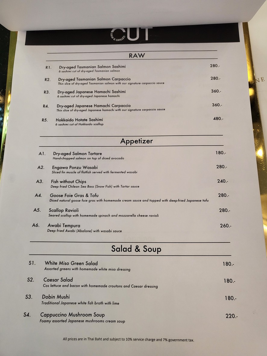 CUT Raw & Grilled menu 1