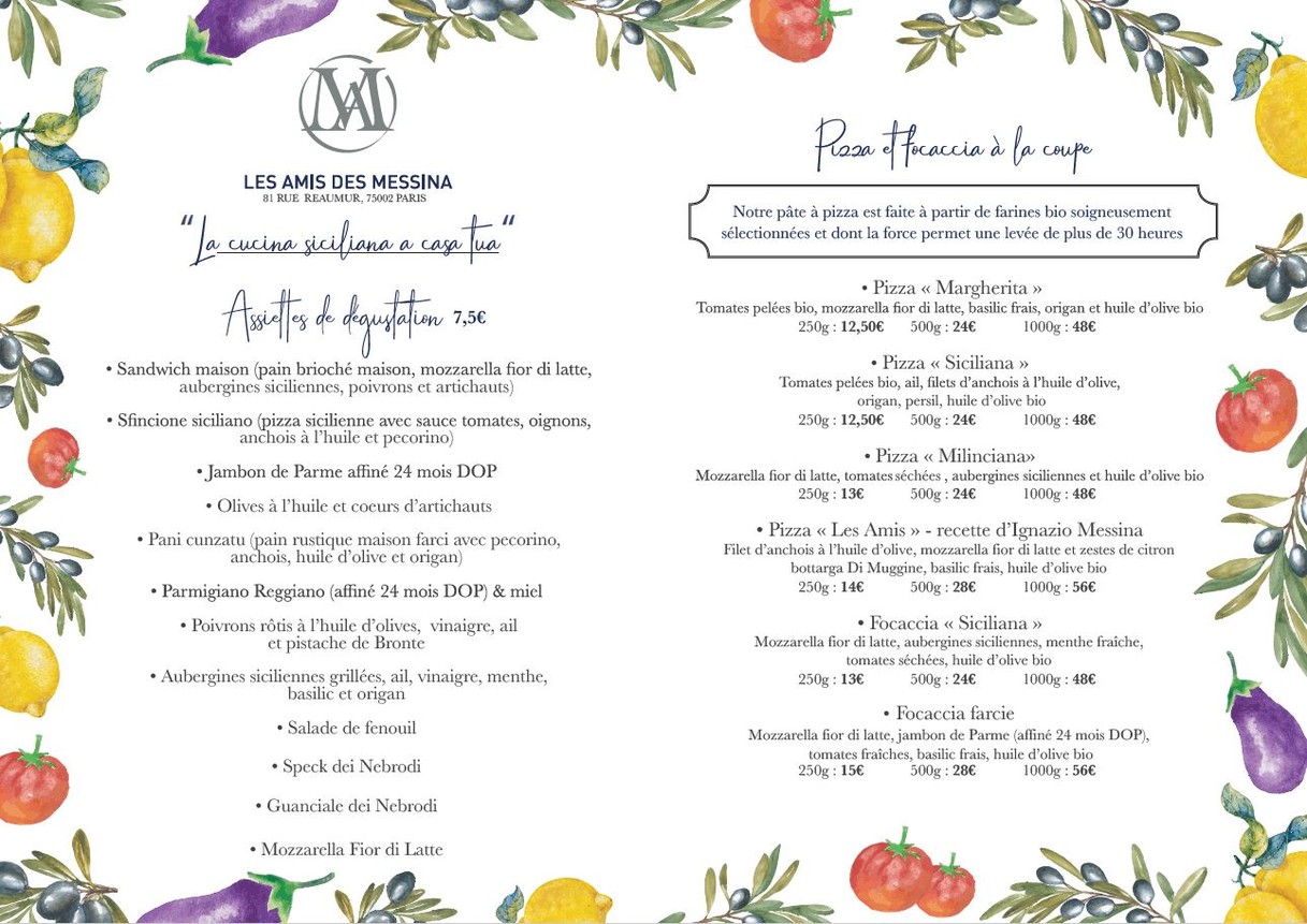 Les Amis Des Messina menu 1