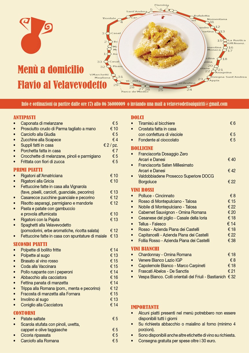Flavio al Velavevodetto menu 1