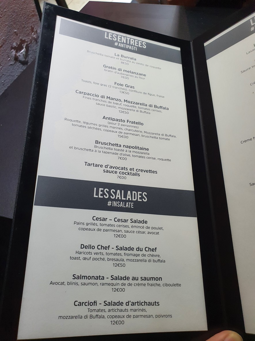 Fratello Restaurant Lounge menu 1