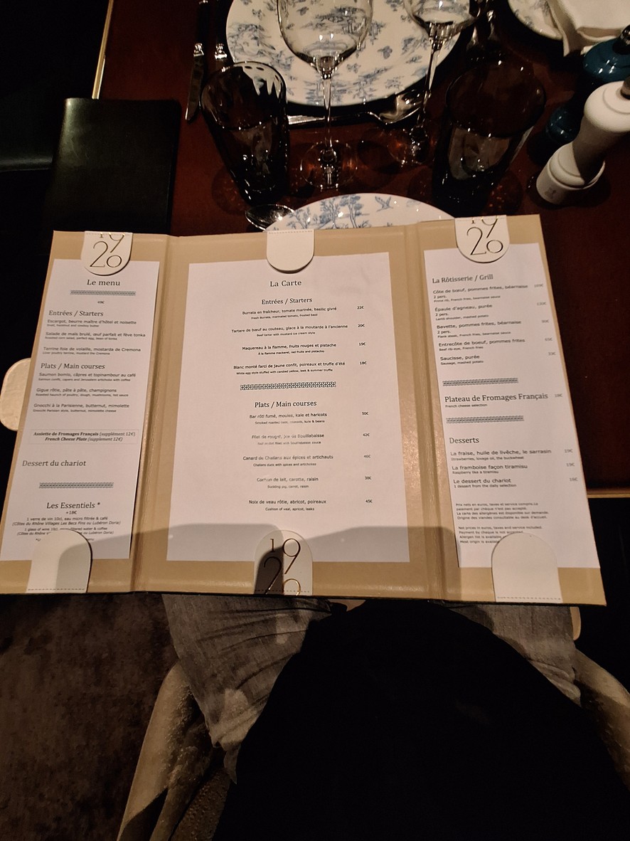 Restaurant & Bar 19.20 by Norbert Tarayre menu 1