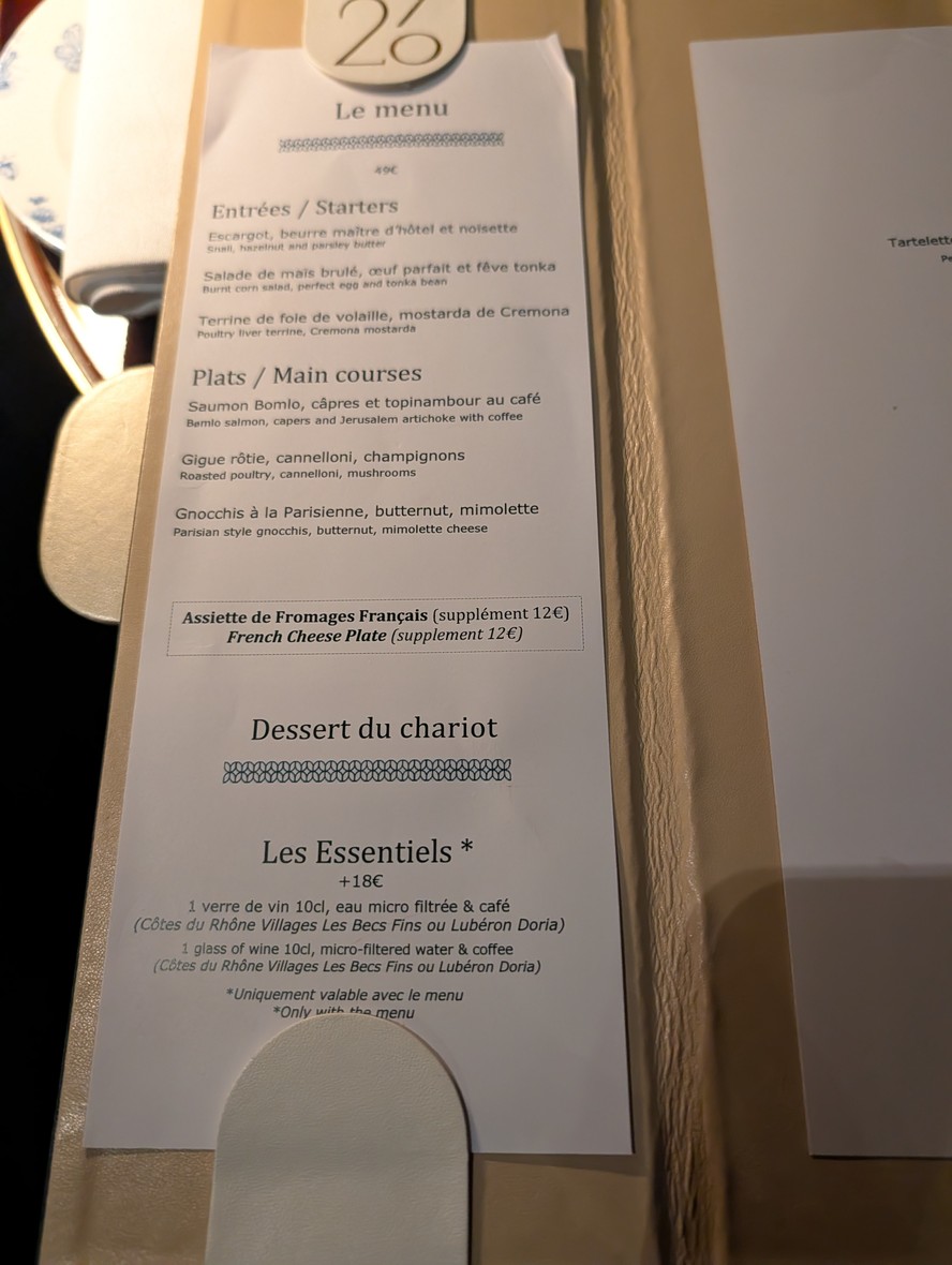 Restaurant & Bar 19.20 by Norbert Tarayre menu 2