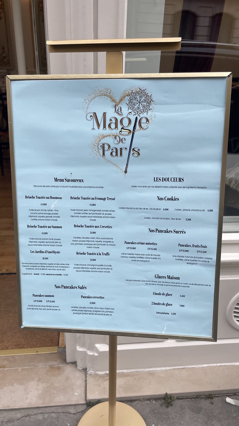 La Magie de Paris menu 1