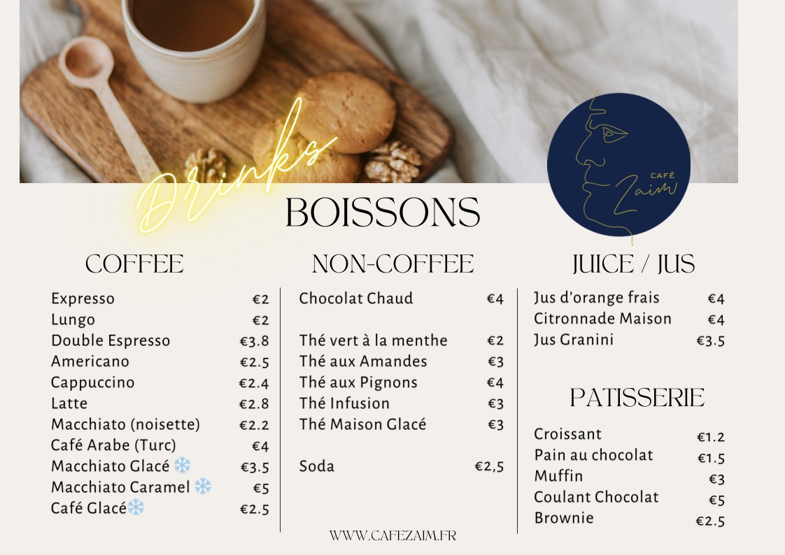 Café Zaïm menu 1