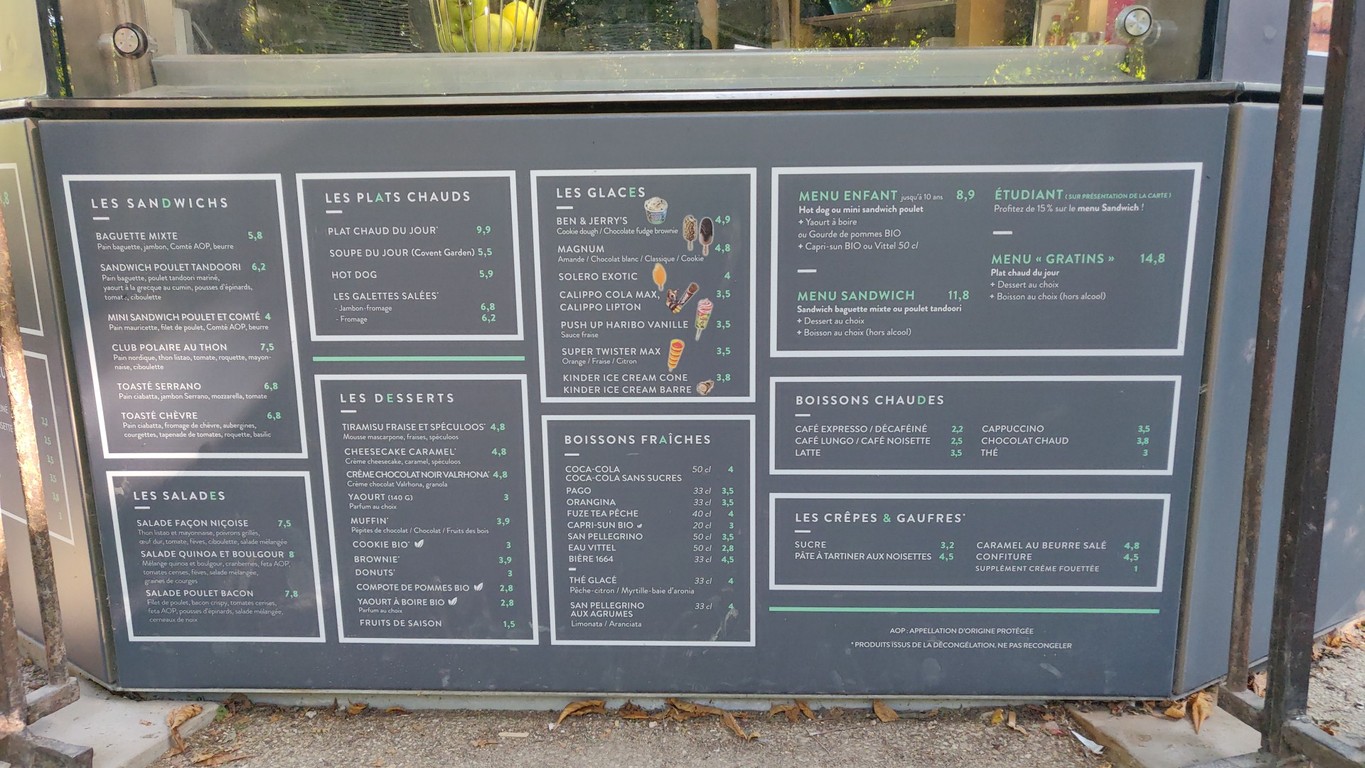 Le kiosque "Ménagerie" jardin des plantes menu 1