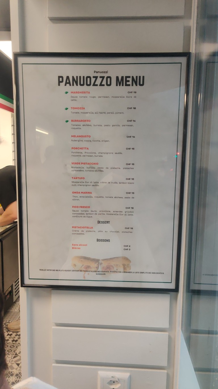 Panuozzi menu 1