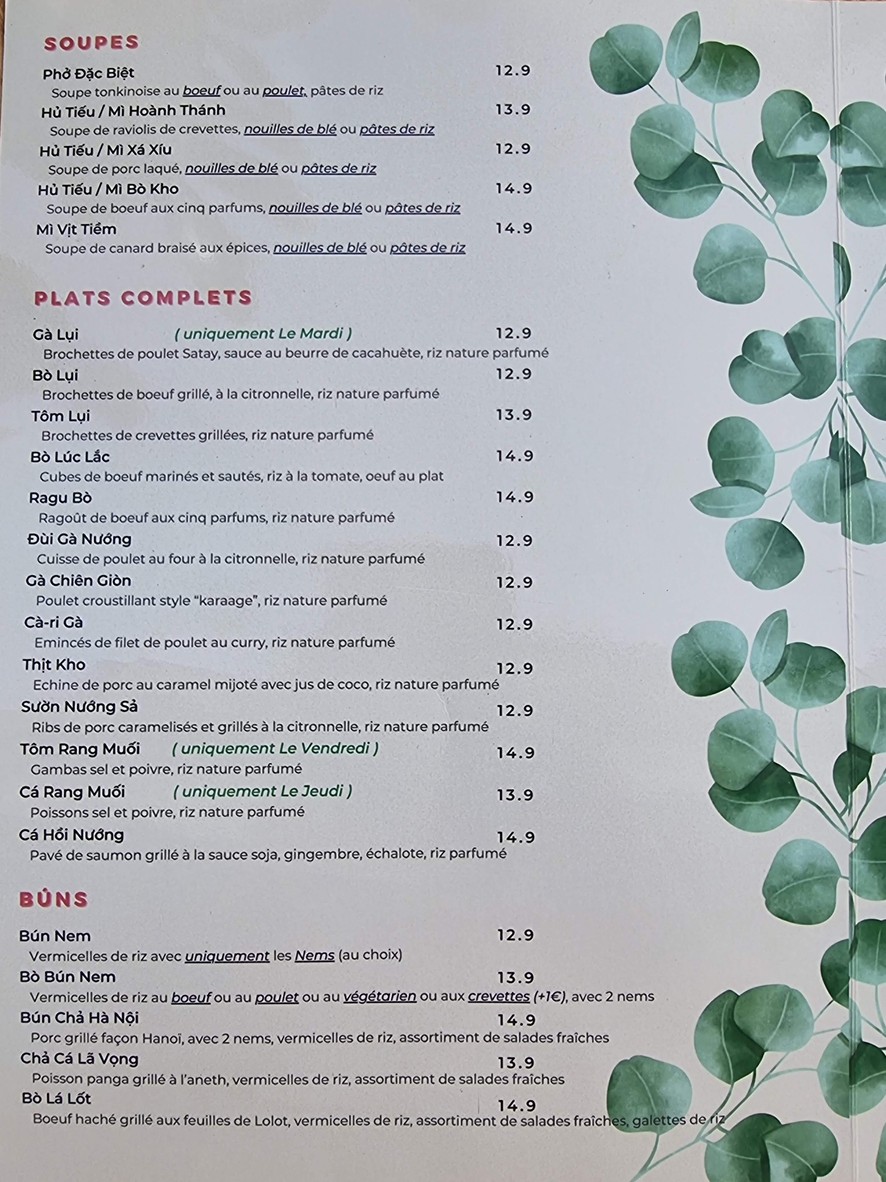 La Maison de Diep menu 2