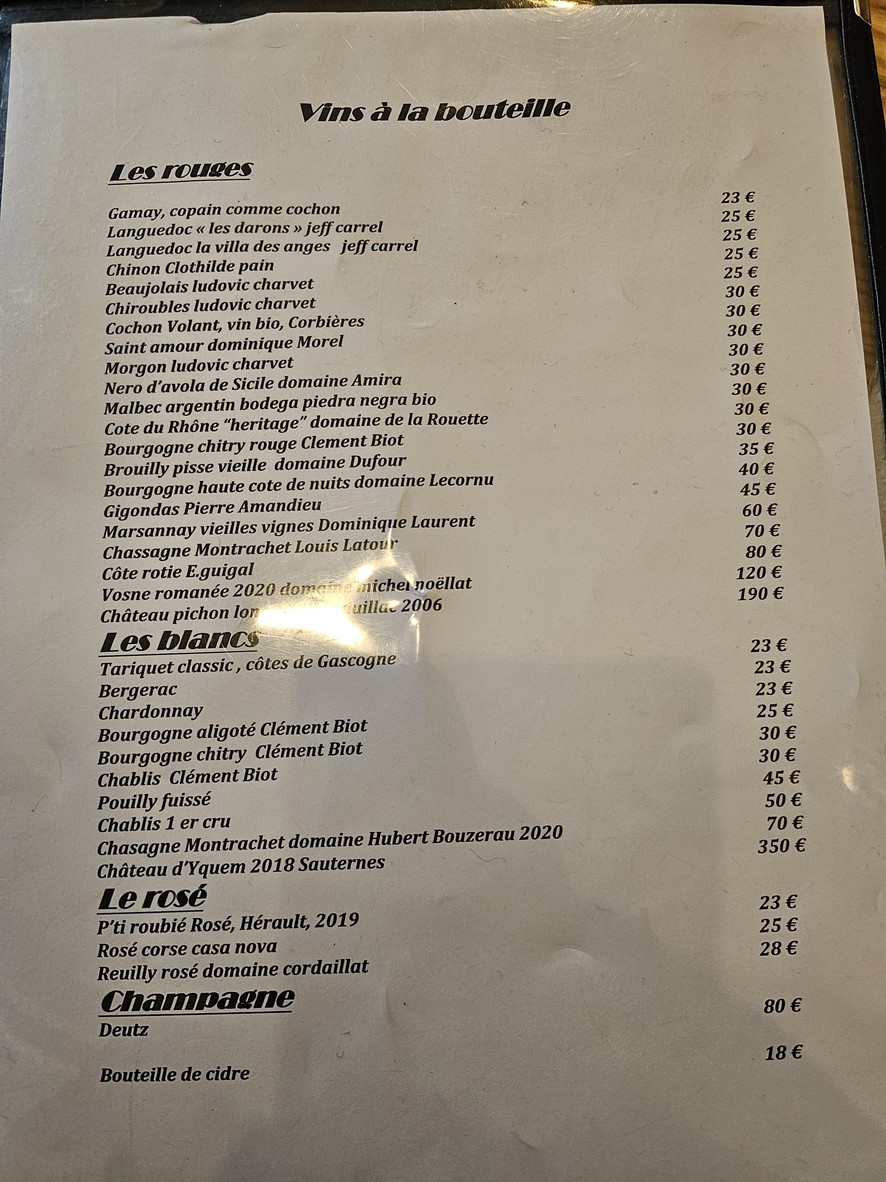 Au Cochon Volant menu 3
