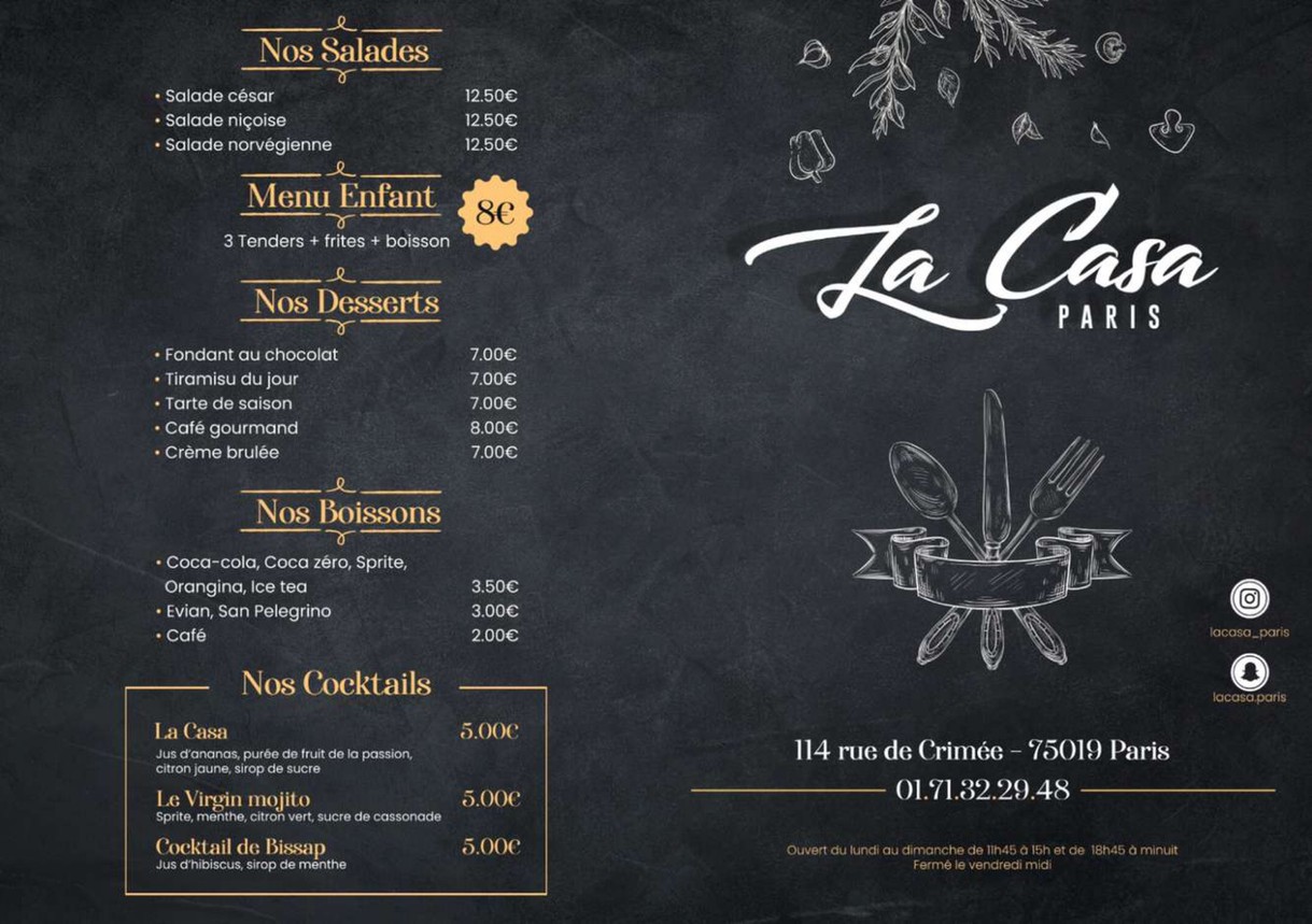 La Casa menu 1