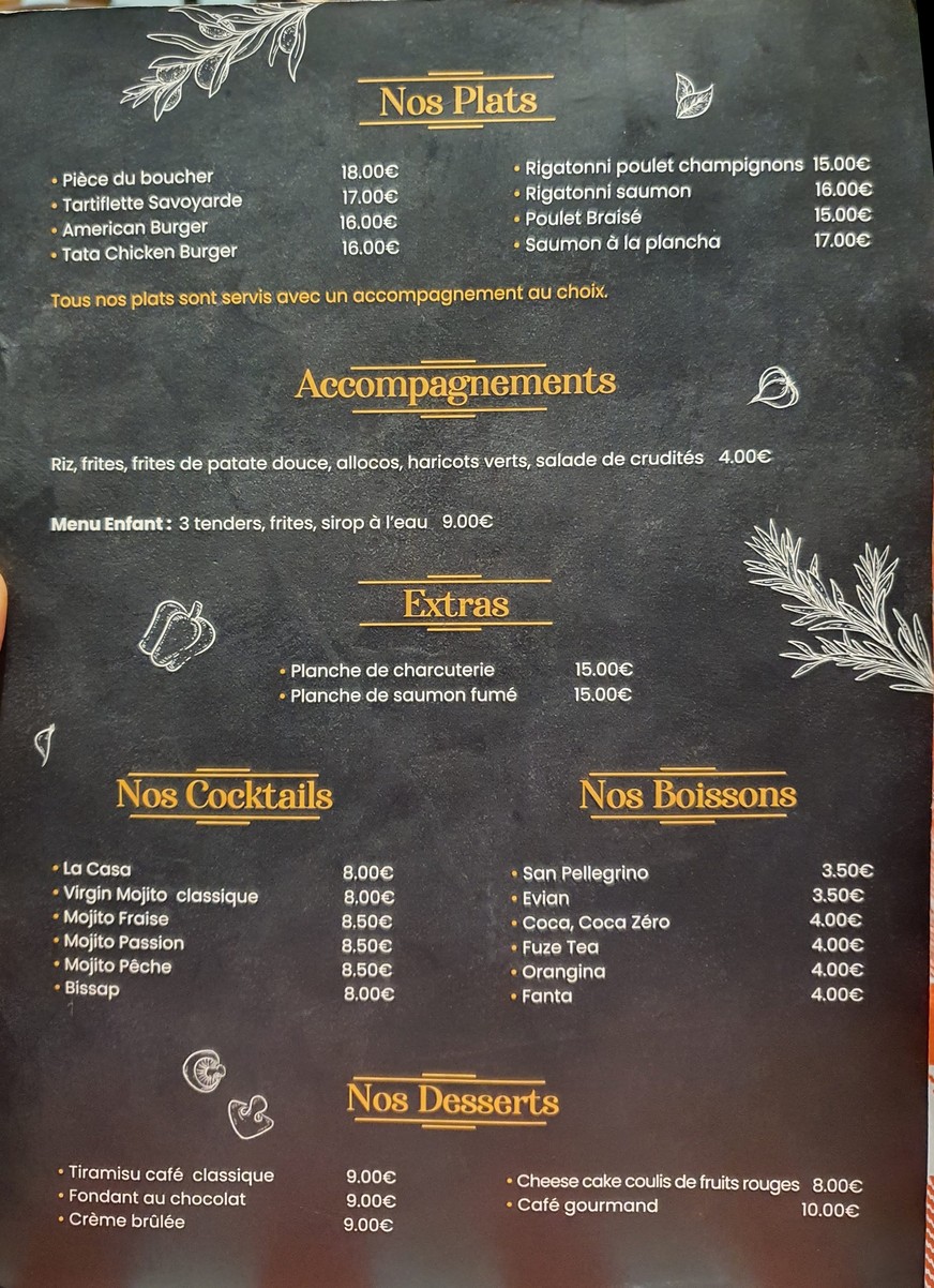 La Casa menu 3