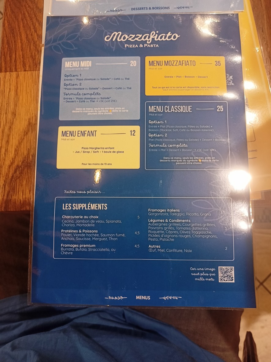 Mozzafiato Paris – Pizzeria Artisanale 11e Arrondissement menu 1