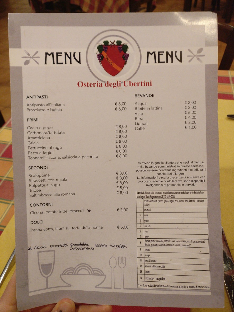 Osteria Degli Ubertini menu 2