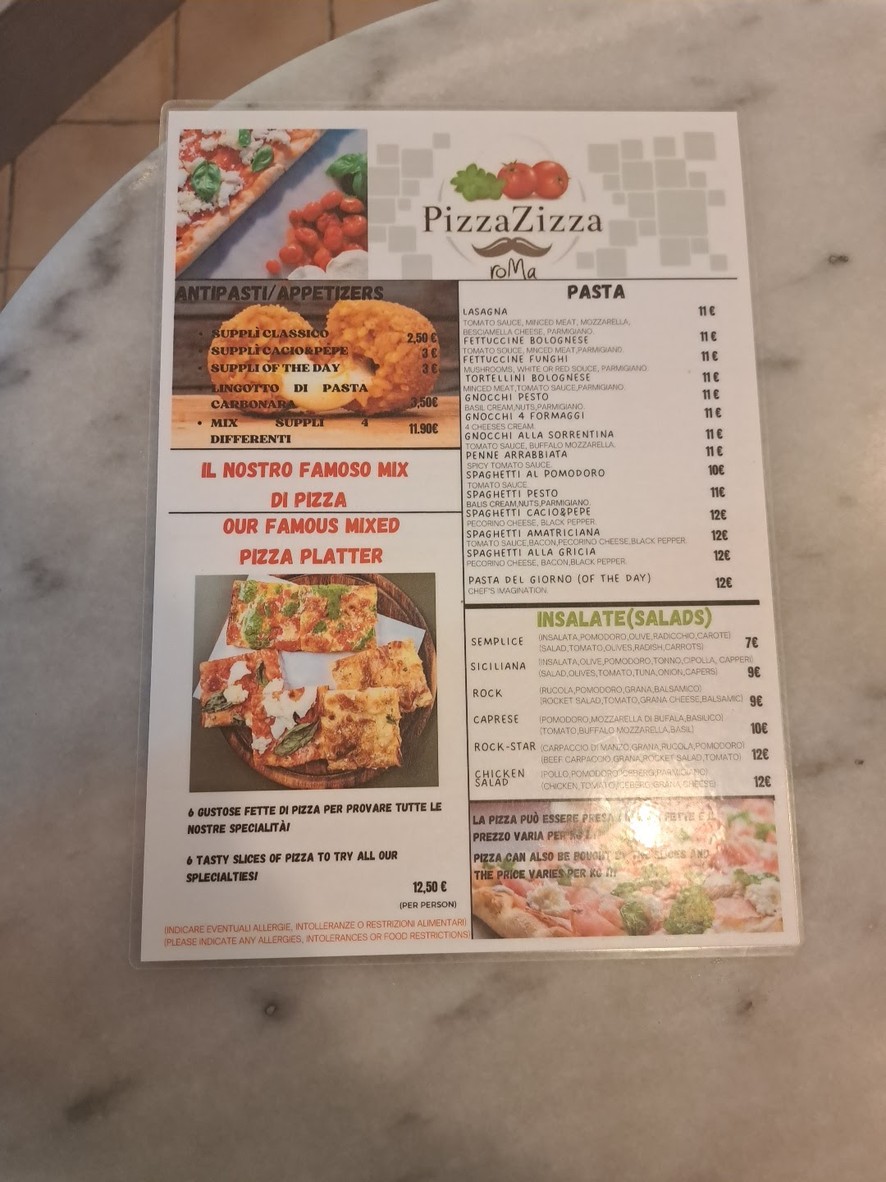 Pizza Zizza menu 1