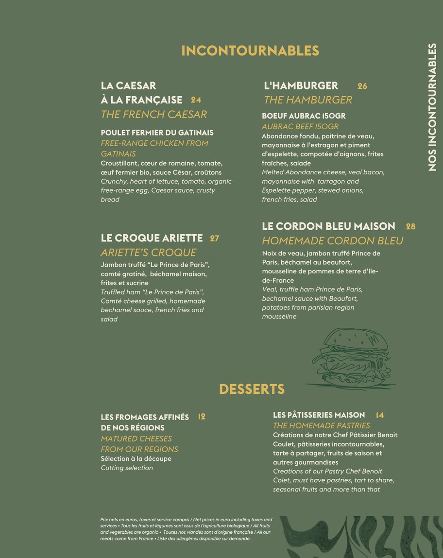 Ariette - restaurant & bar menu 3