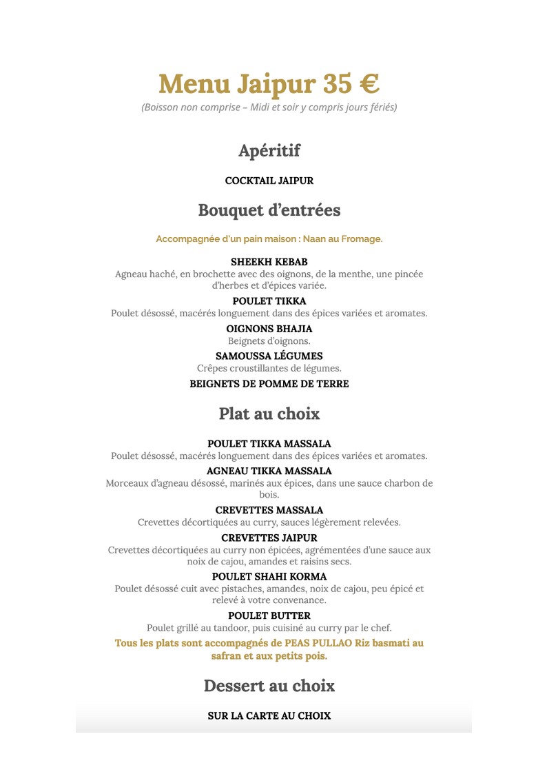Jaipur Café I Restaurante indio & Brunch a voluntad & Buffet a voluntad menu 2