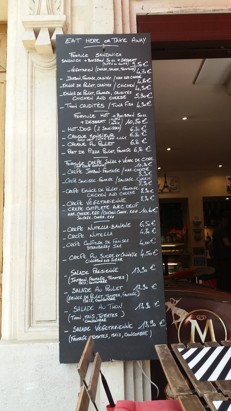 Sandwicherie menu 1