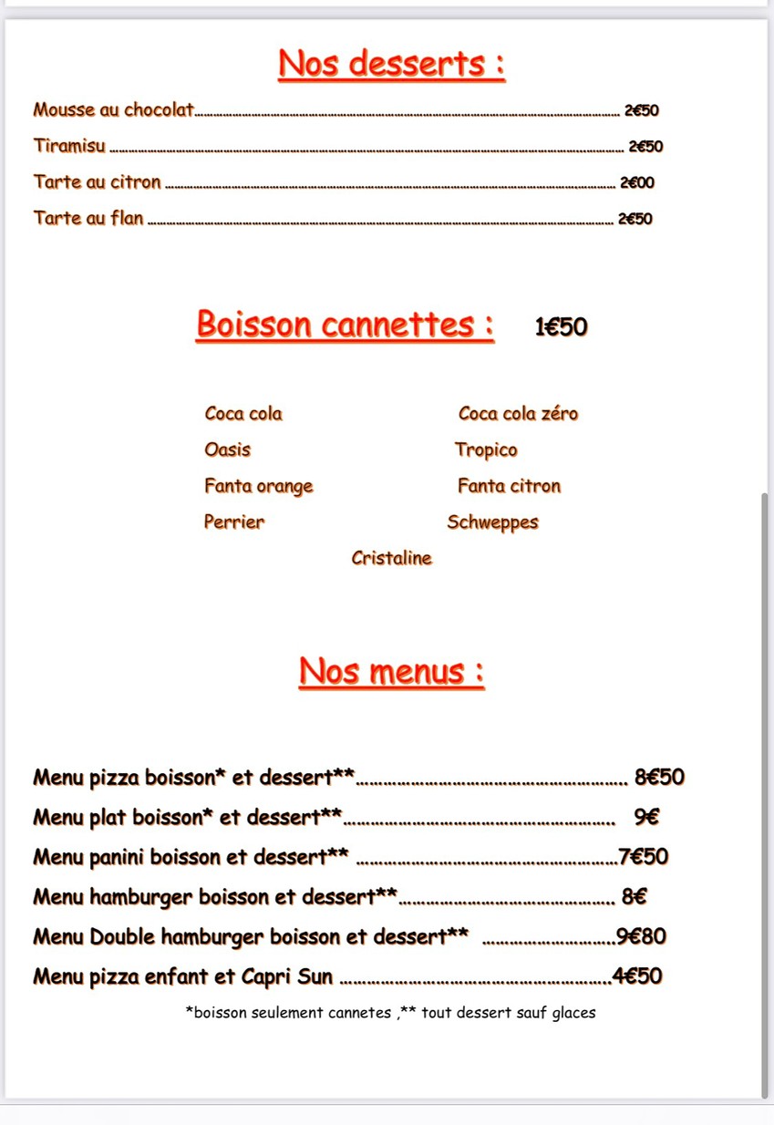 Bar de L'Amitié menu 3