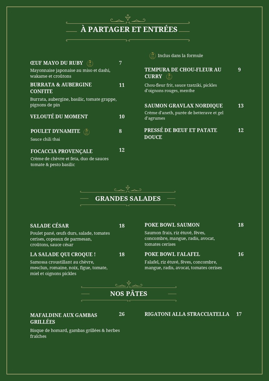 RUBY menu 1