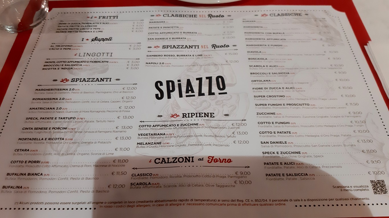 Spiazzo - Pizzeria - Roma menu 1