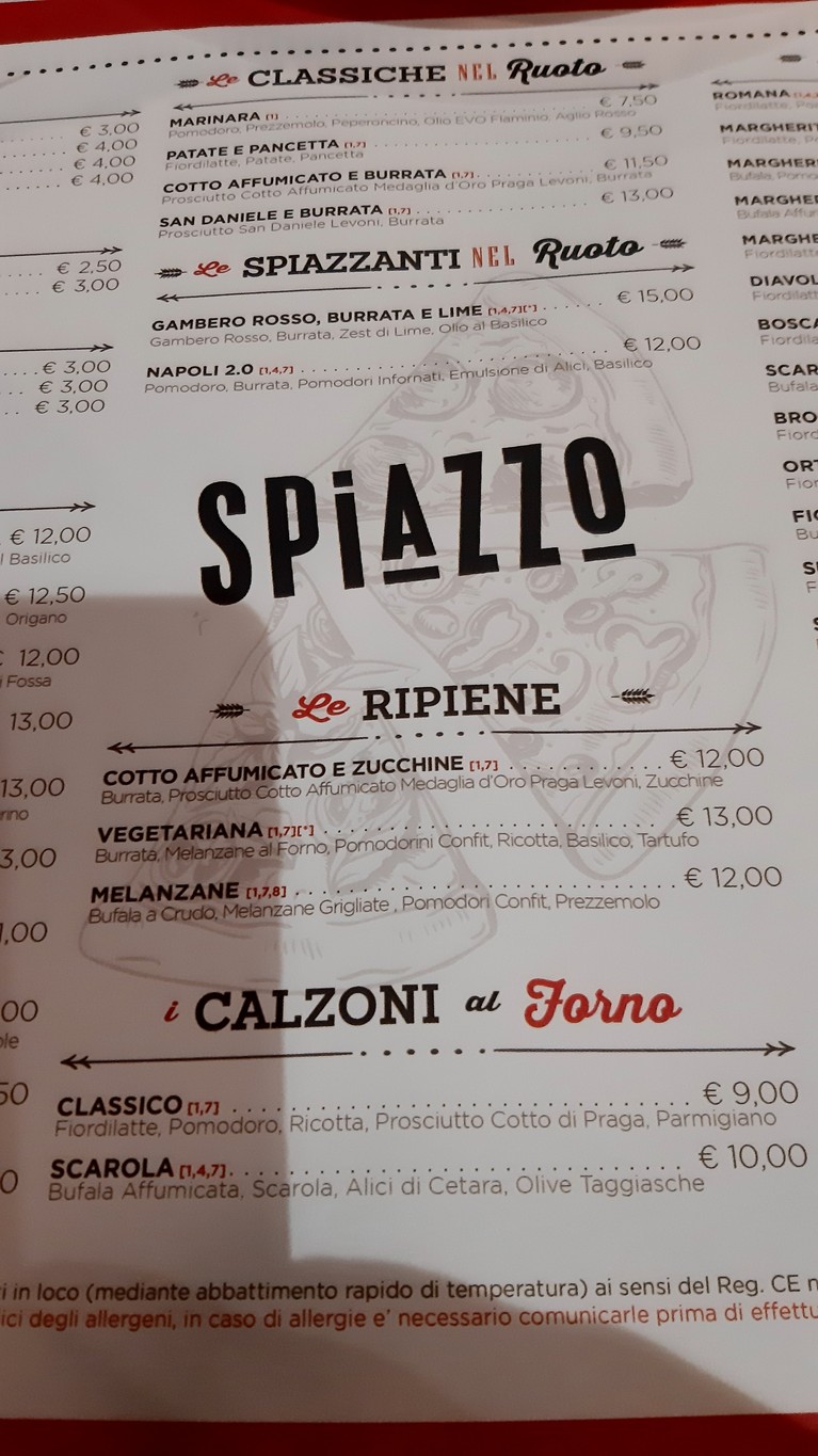 Spiazzo - Pizzeria - Roma menu 3
