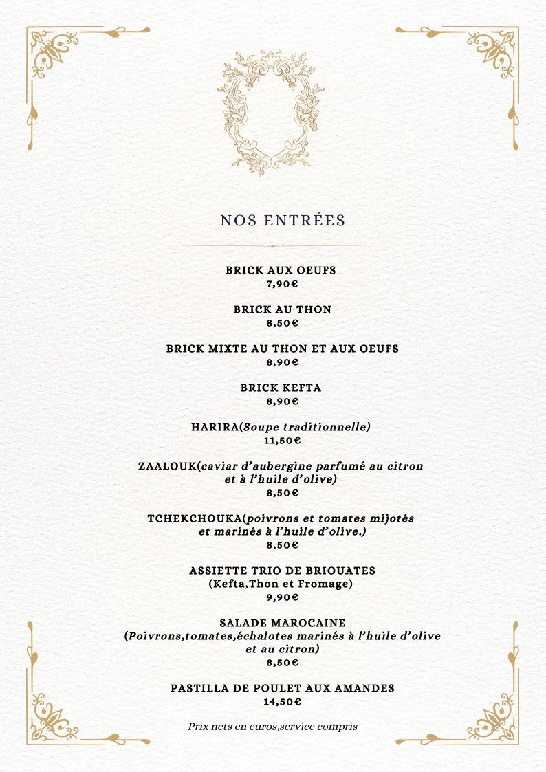 L'Étoile Longchamp menu 1