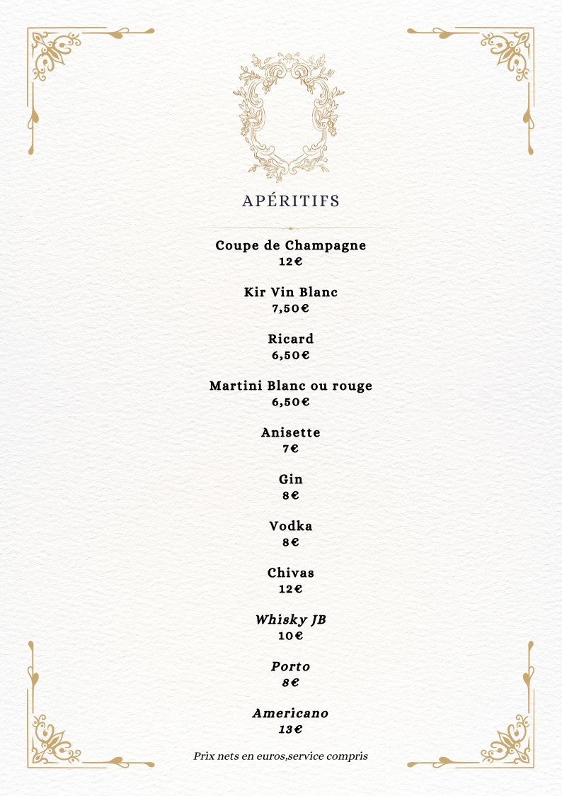 L'Étoile Longchamp menu 5