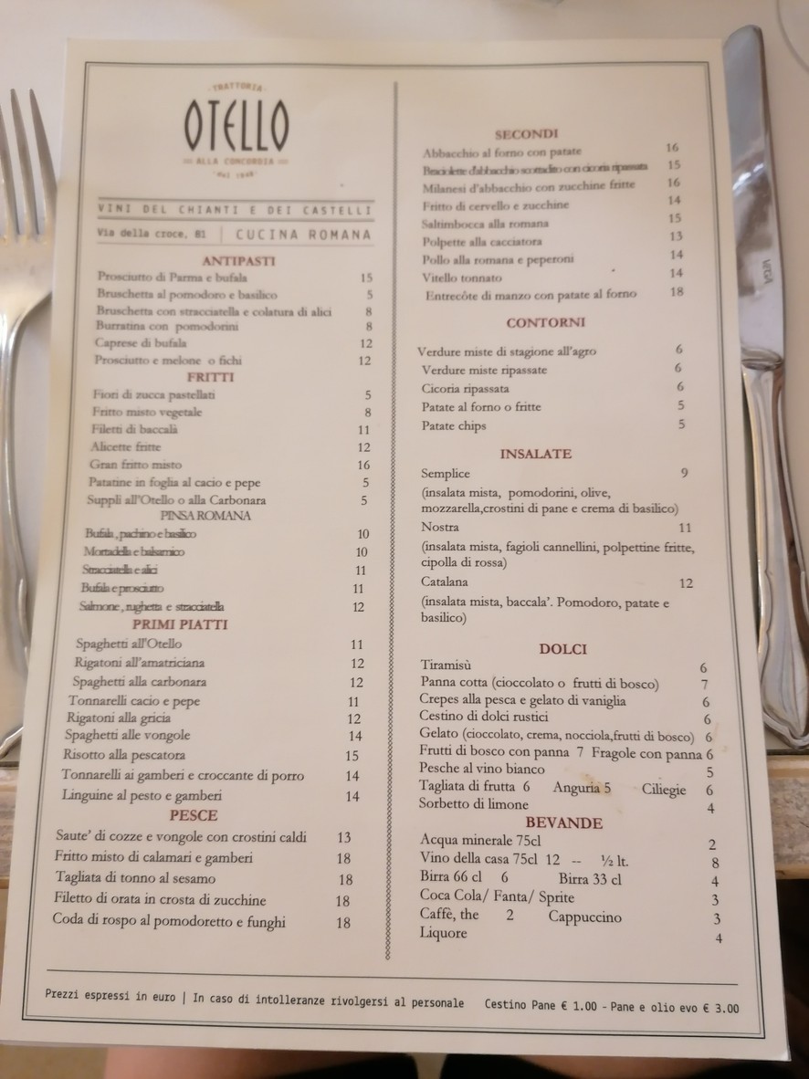Otello alla Concordia menu 1