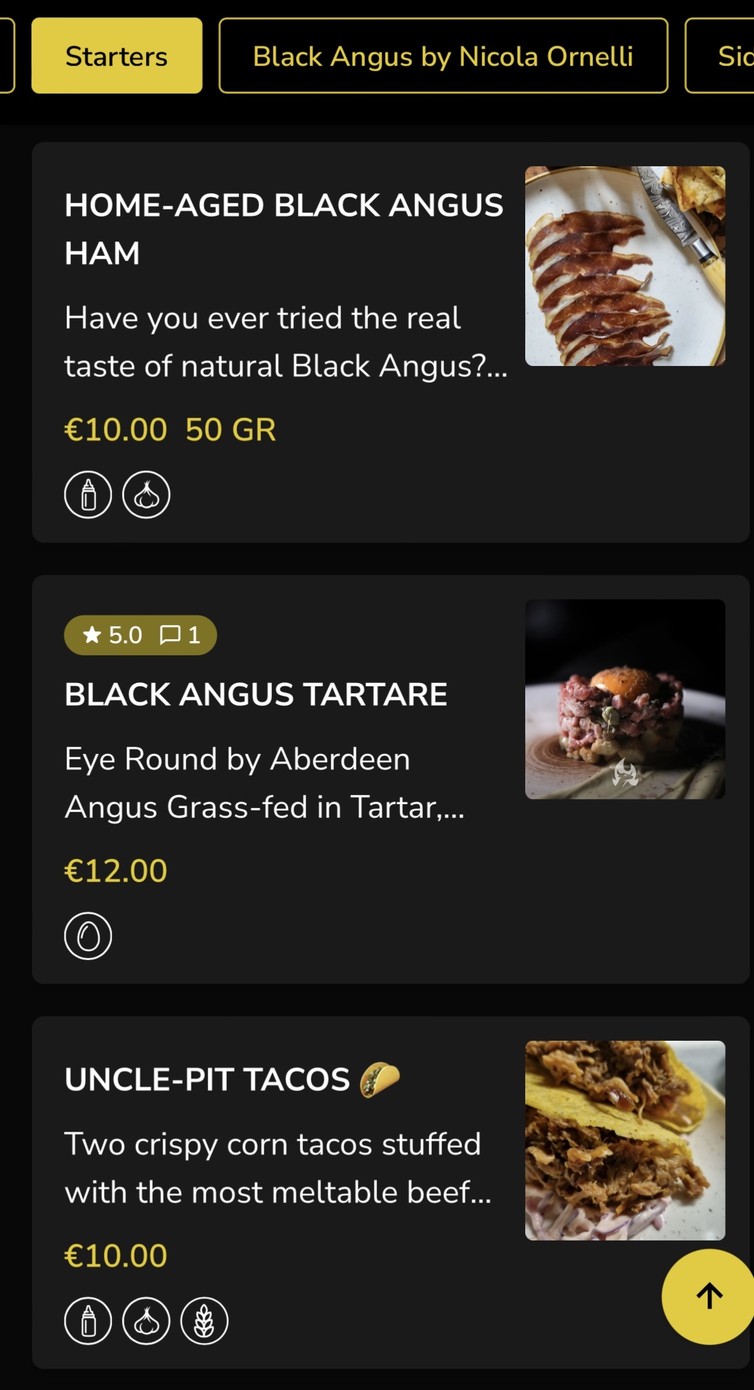 Ornelli Black Angus Steakhouse menu 1