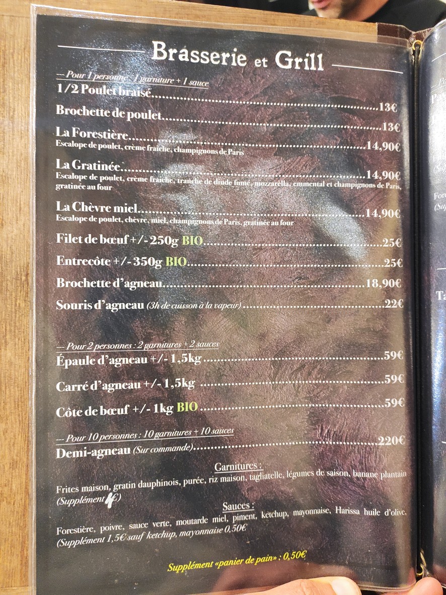La Ferme Grill menu 2