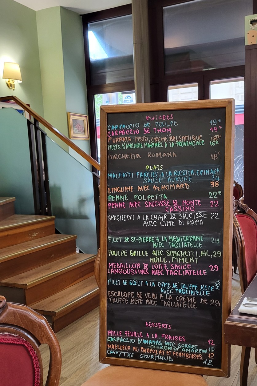 Visconti Madeleine menu 1