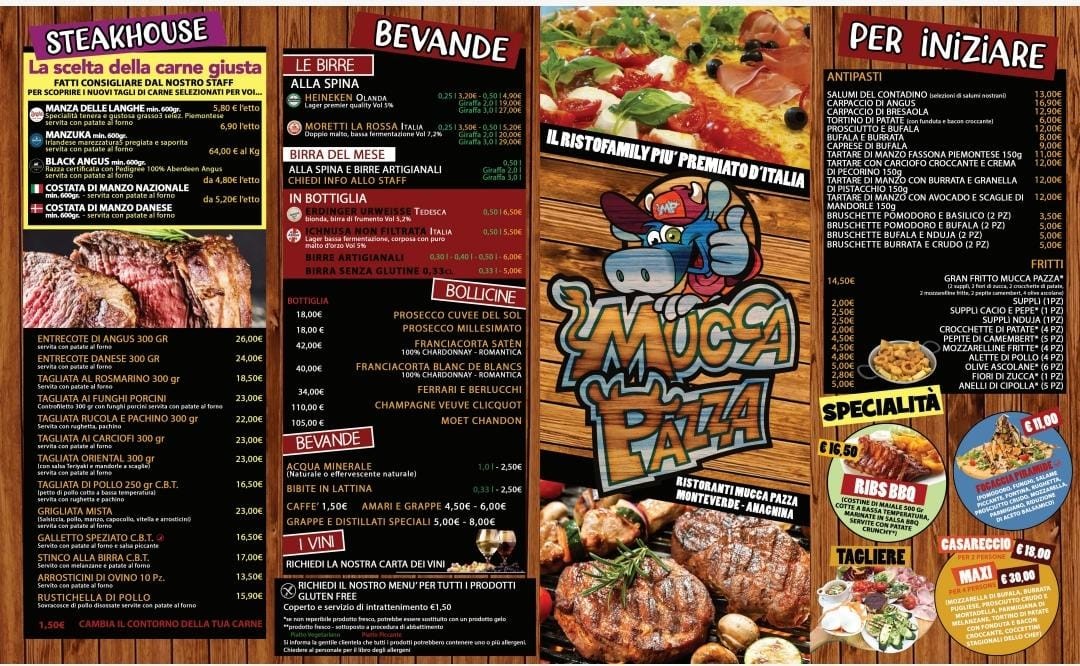 Mucca Pazza Anagnina menu 1