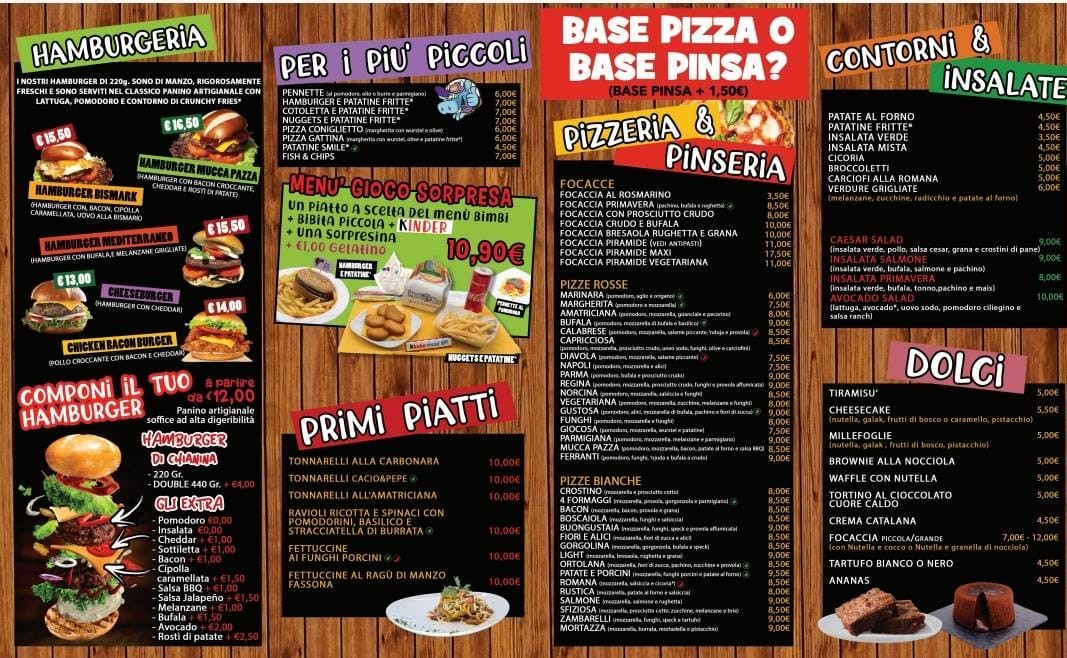 Mucca Pazza Anagnina menu 2