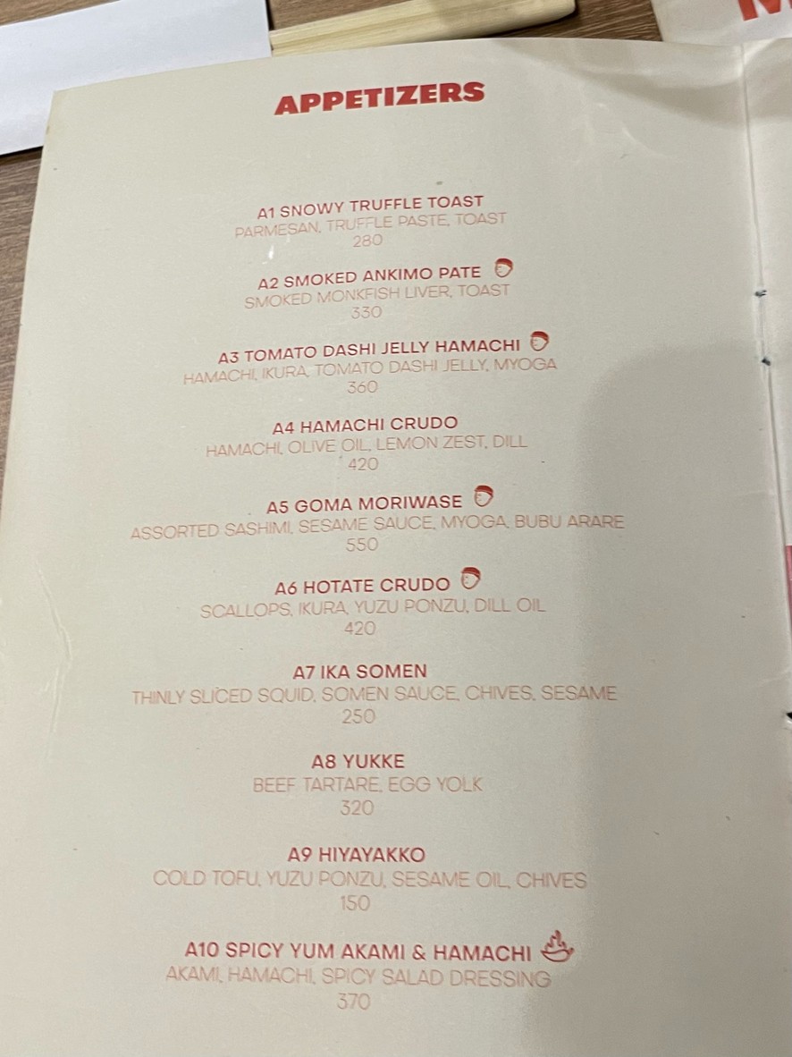 Doodle Izakaya menu 1