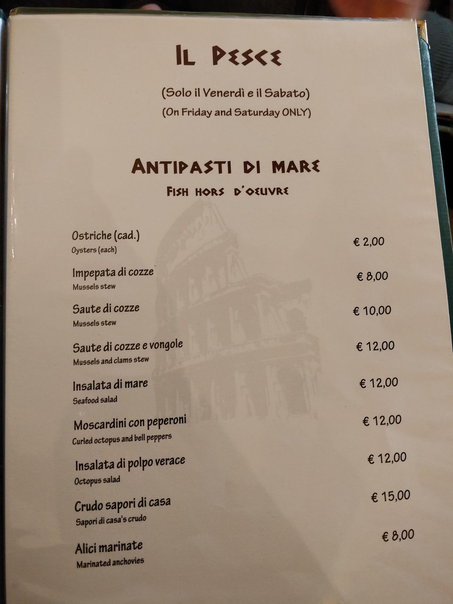 Trattoria Sapori Di Casa menu 1