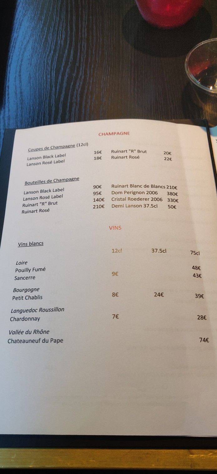 Bar de l’Entracte menu 1