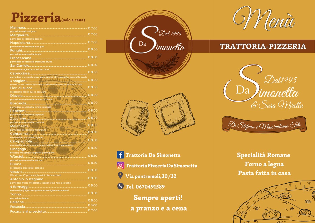 Trattoria Pizzeria Da Simonetta menu 1