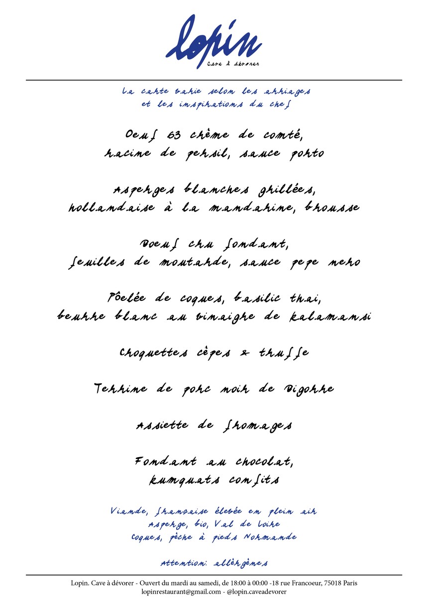 Lopin menu 1