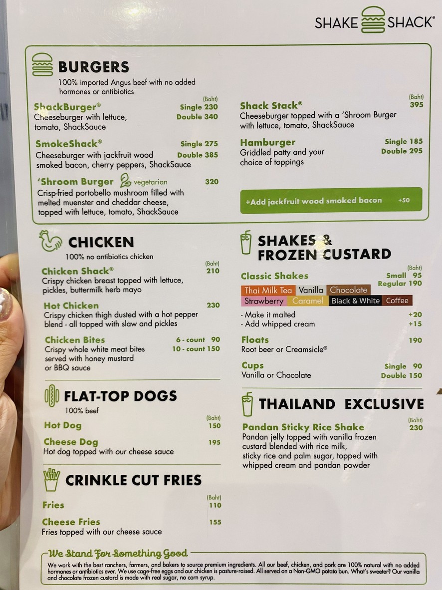 Shake Shack CentralWorld menu 1