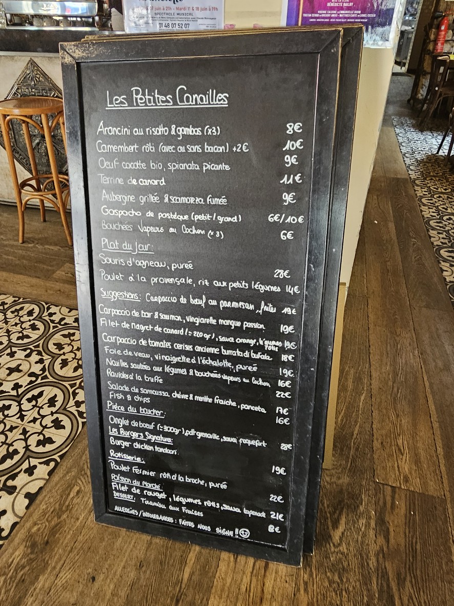 Les Petites Canailles menu 1