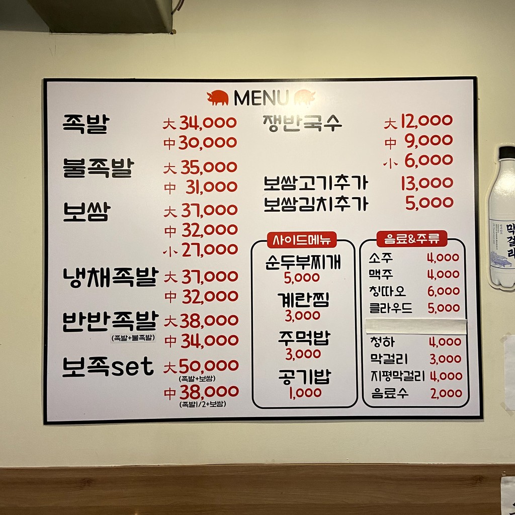 Jokbalui Balgyeon menu 1