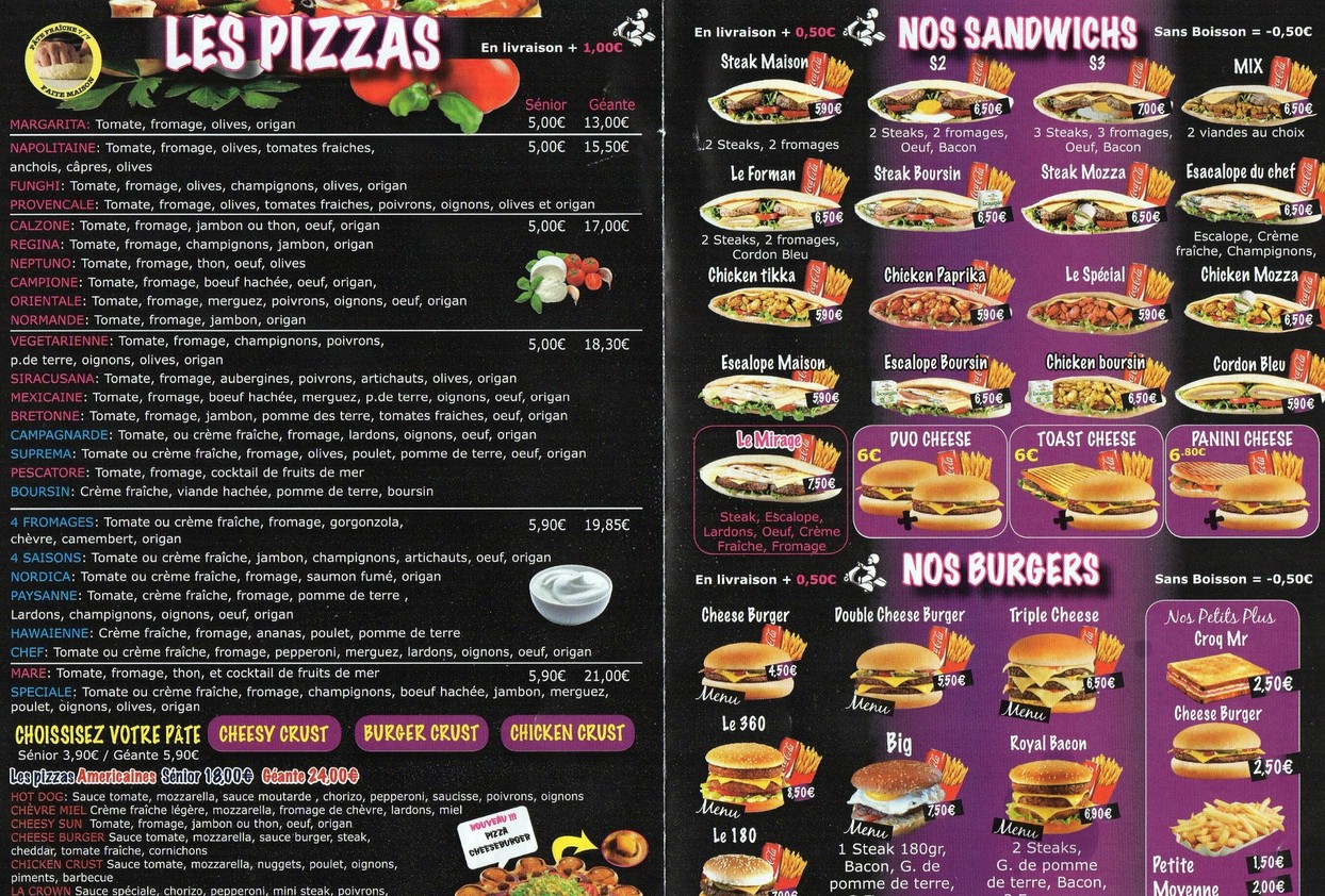 Le Mirage menu 1