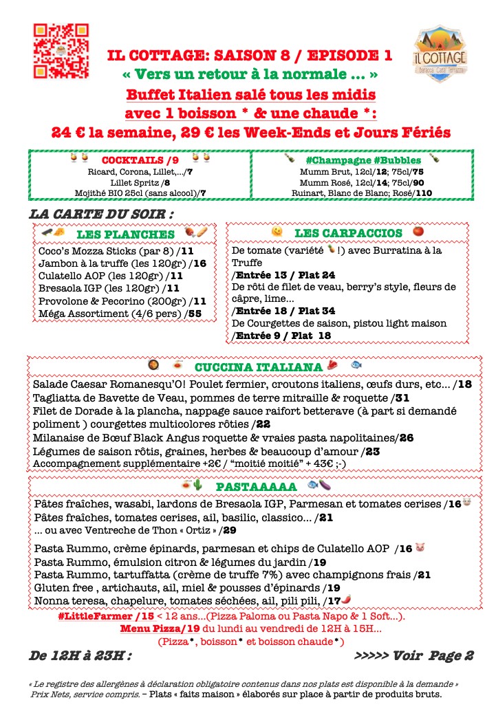 Il Cottage menu 1