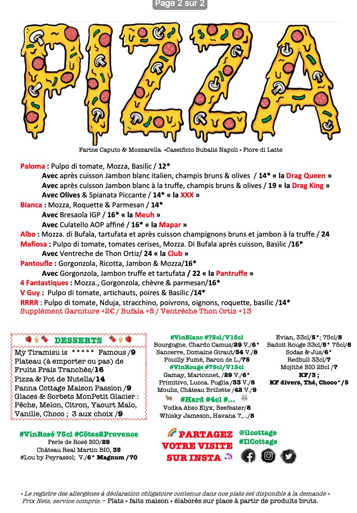 Il Cottage menu 2