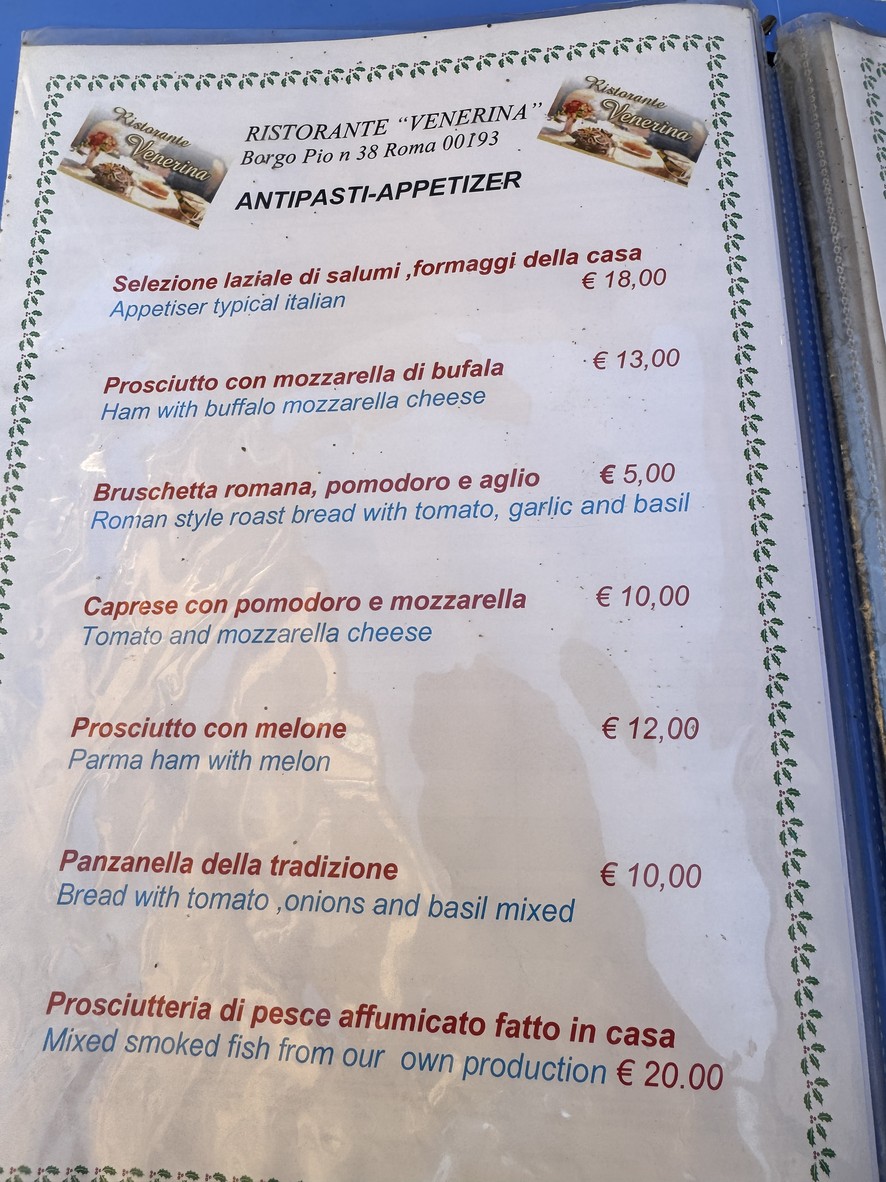 Ristorante Venerina menu 1