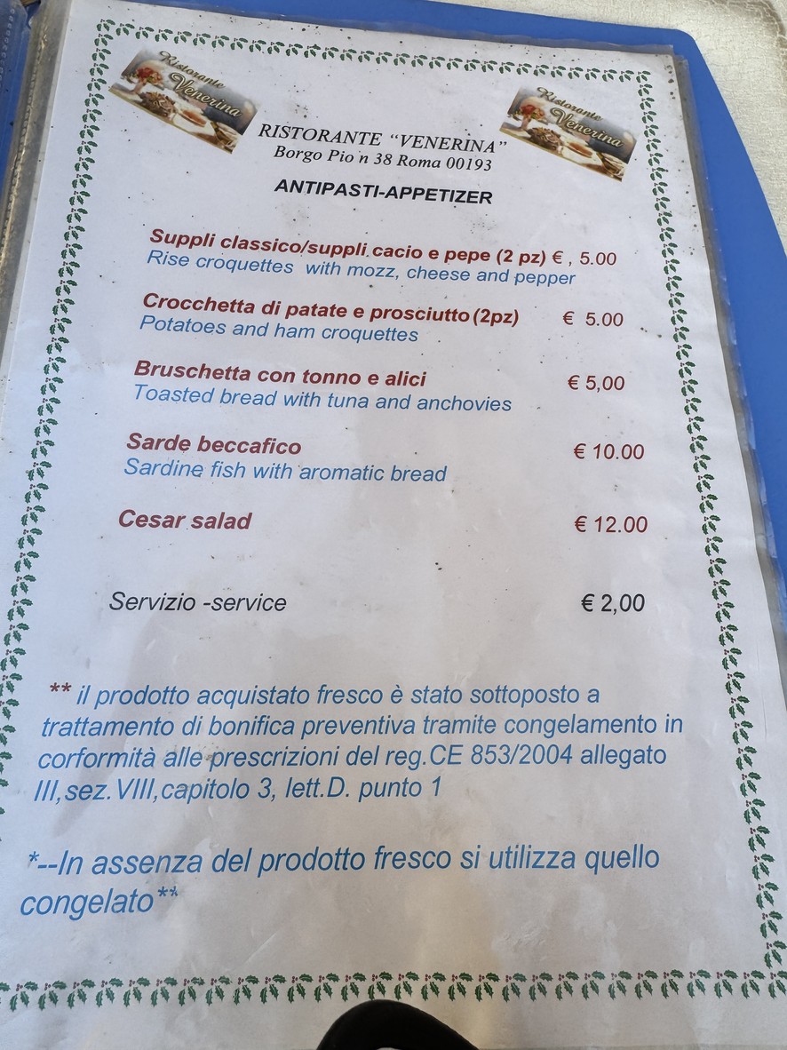 Ristorante Venerina menu 2