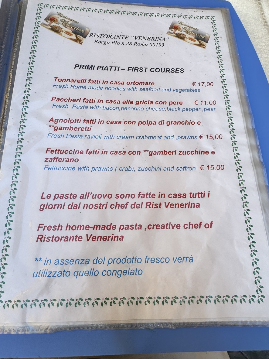 Ristorante Venerina menu 3